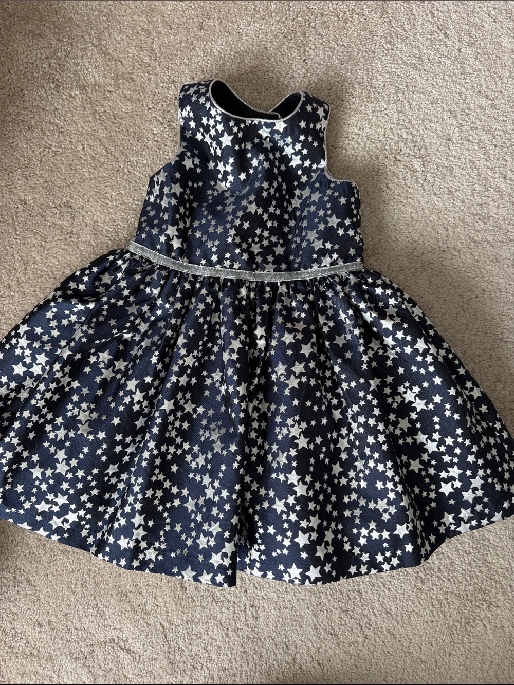 Pippa&Julie Girls navy dress with silver stars and waist glittery trim⭐️ Size 2T